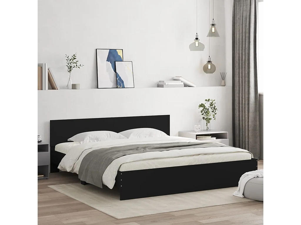 Cadre de lit sans matelas noir 160x200 cm