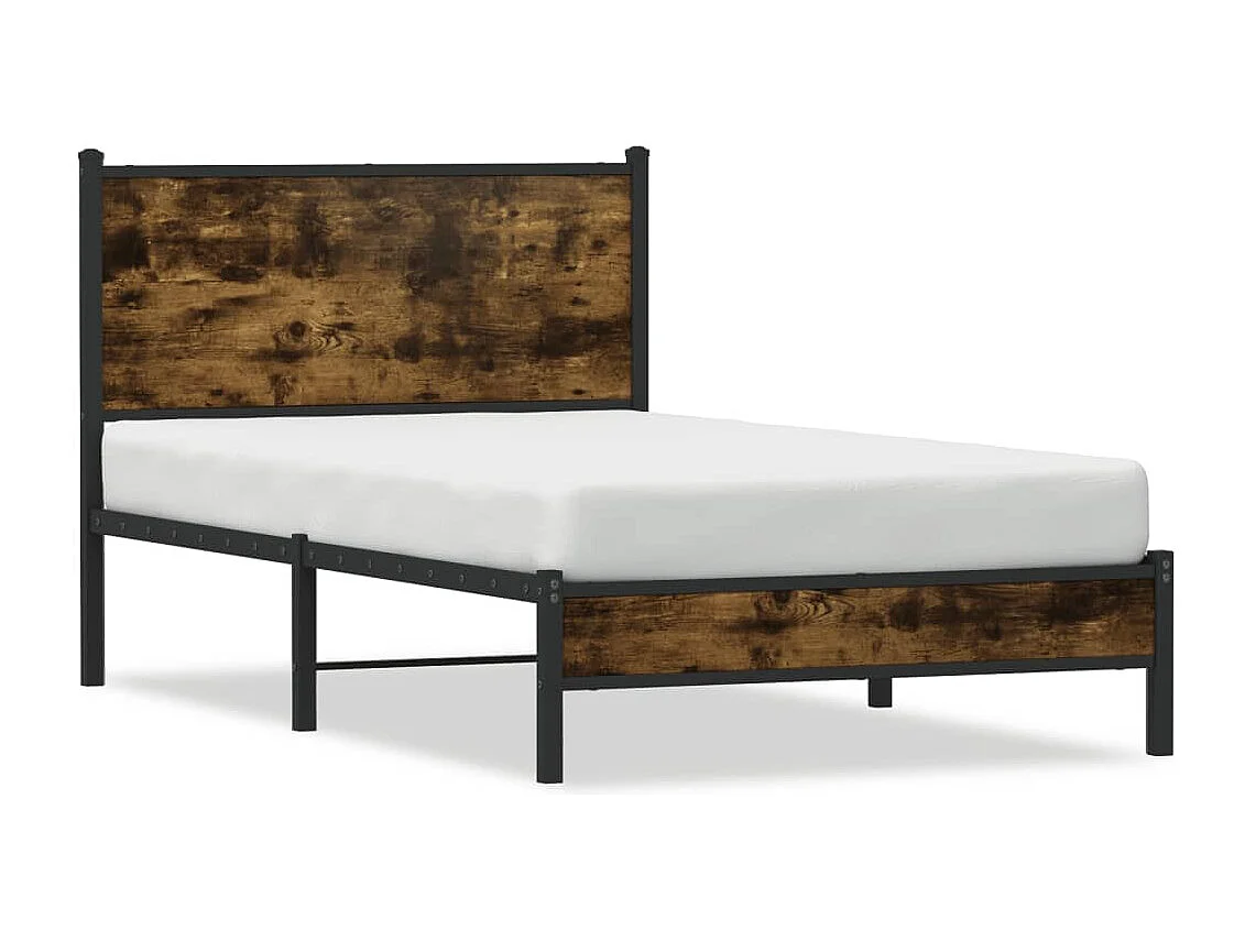Cadre de lit en métal sans matelas chêne fumé 100x200 cm