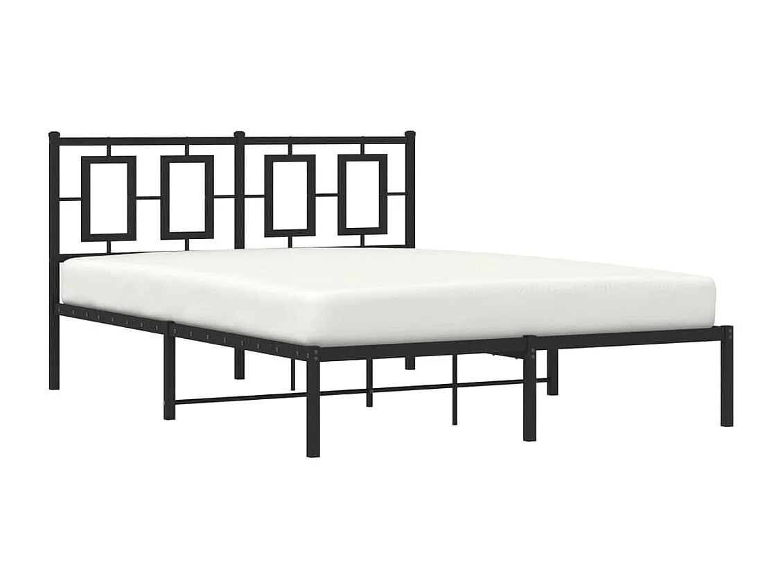 Cadre de lit métal sans matelas avec tête de lit noir 140x200cm