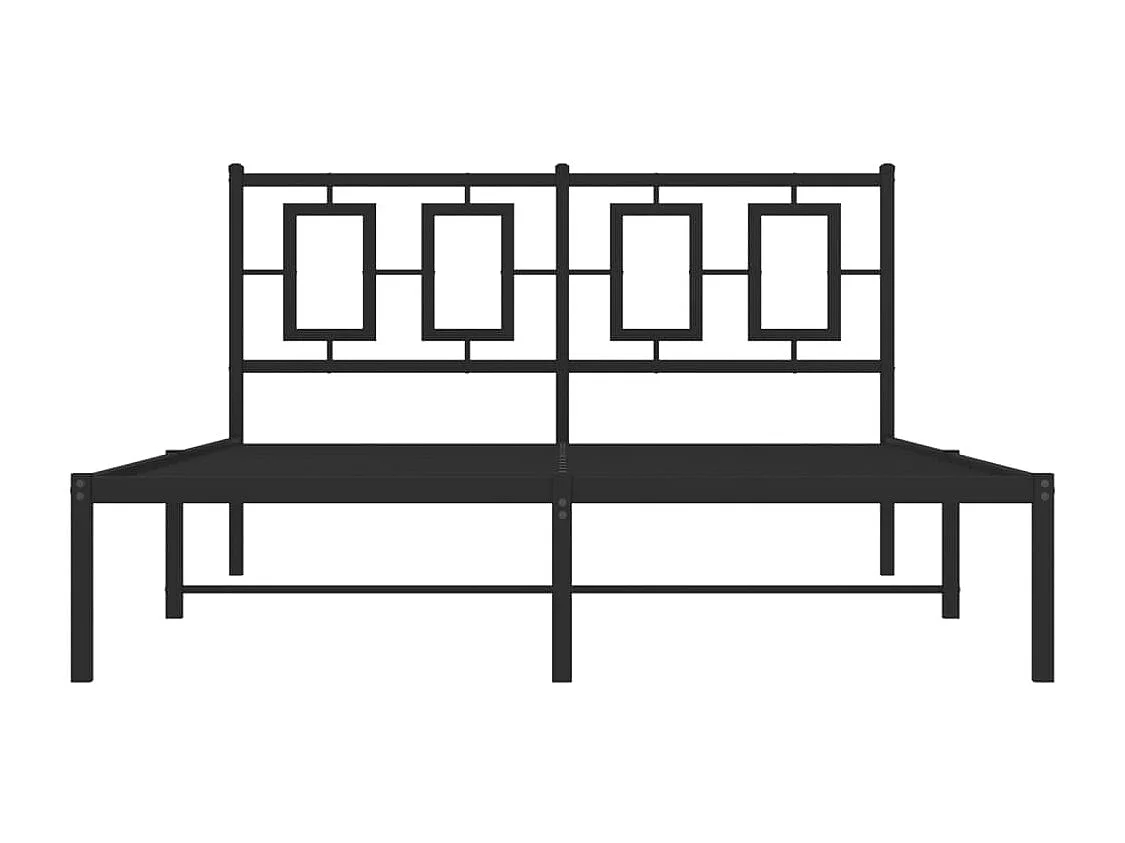 Cadre de lit métal sans matelas avec tête de lit noir 140x200cm
