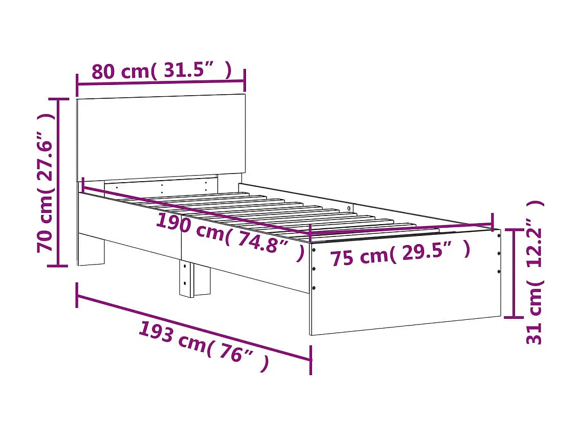 Cadre de lit sans matelas 150x200 cm bois de pin massif