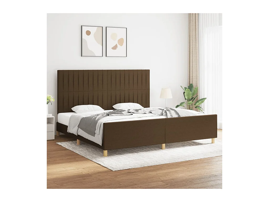 Giroletto senza Materasso Marrone Scuro 200x200 cm in Tessuto