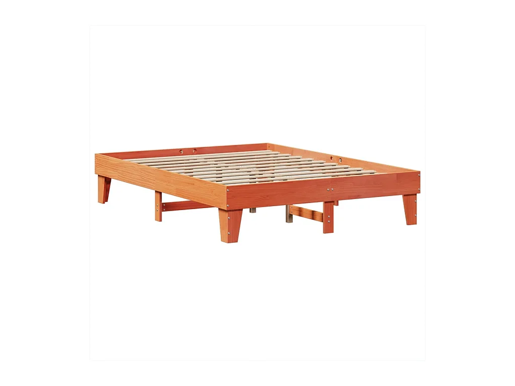 Cadre de lit sans matelas cire marron 140x200cm bois pin massif