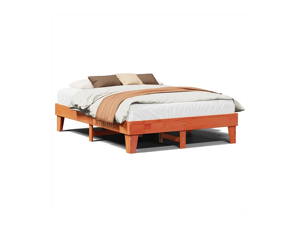 Cadre de lit sans matelas cire marron 140x200cm bois pin massif
