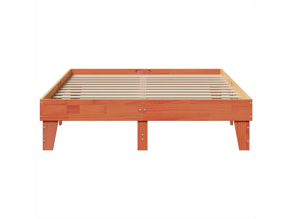 Cadre de lit sans matelas cire marron 140x200cm bois pin massif
