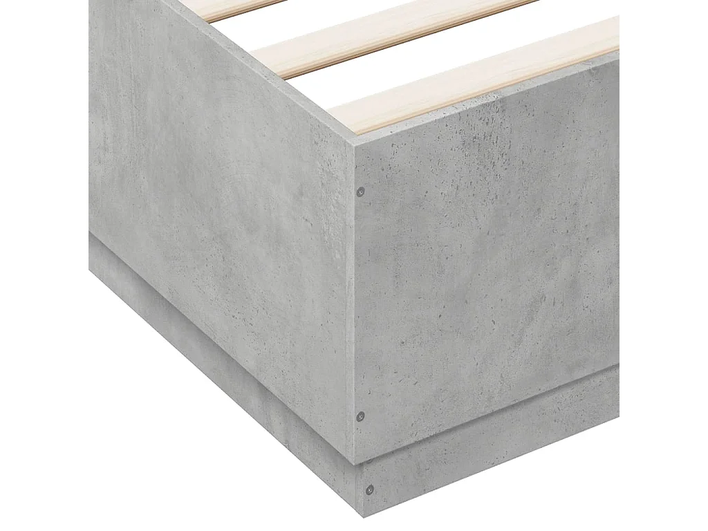 Cadre de lit sans matelas gris béton 200x200 cm