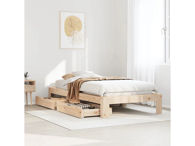 Cadre de lit sans matelas 100x200 cm bois massif de pin