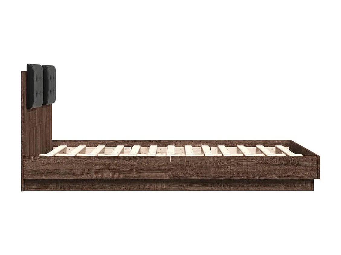 Cama con cabecero madera de ingeniería marrón roble 120x190 cm