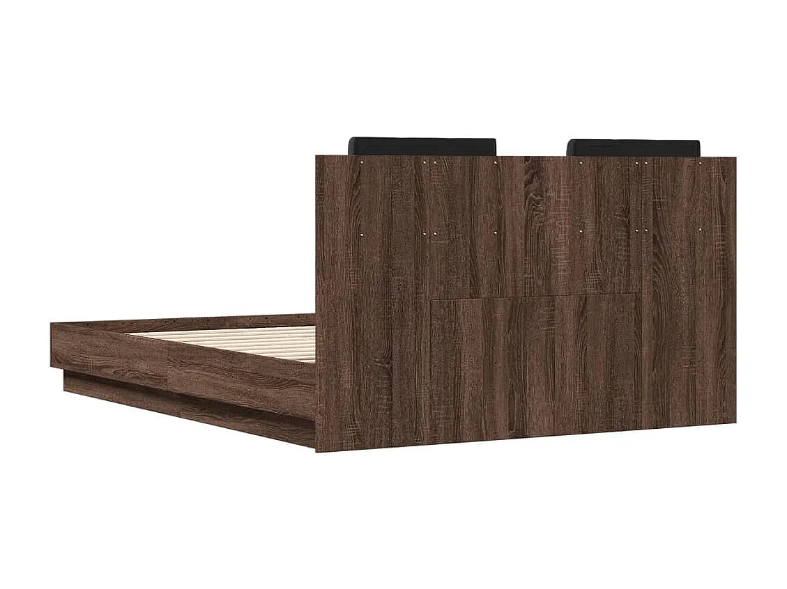 Cama con cabecero madera de ingeniería marrón roble 120x190 cm