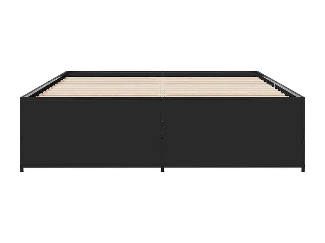 Giroletto Nero 160x200 cm in Legno Multistrato e Metallo