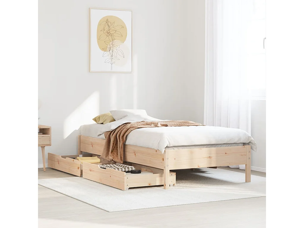 Cadre de lit sans matelas 100x200 cm bois massif de pin