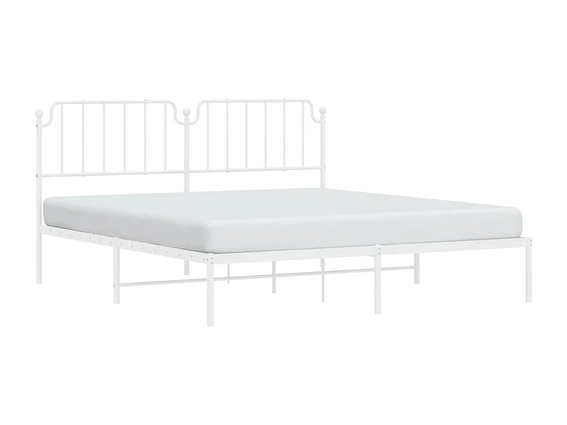 Cadre de lit métal sans matelas et tête de lit blanc 180x200 cm