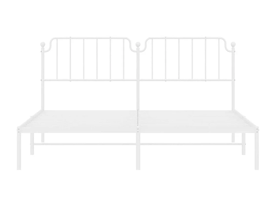 Cadre de lit métal sans matelas et tête de lit blanc 180x200 cm