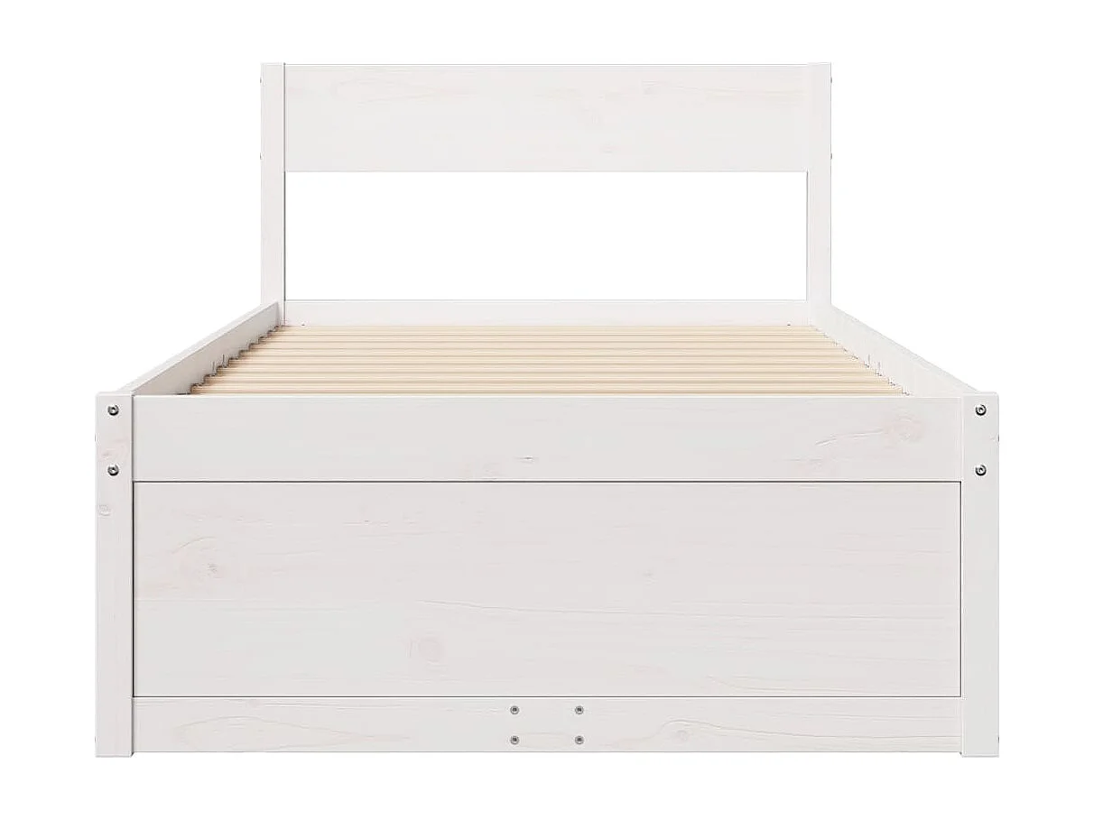 Cadre de lit sans matelas blanc 75x190 cm bois de pin massif