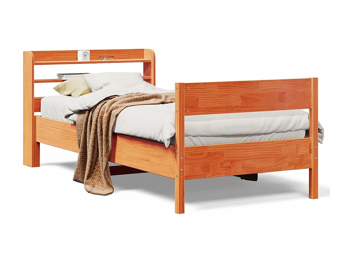 Cadre de lit sans matelas cire marron 100x200cm bois pin massif