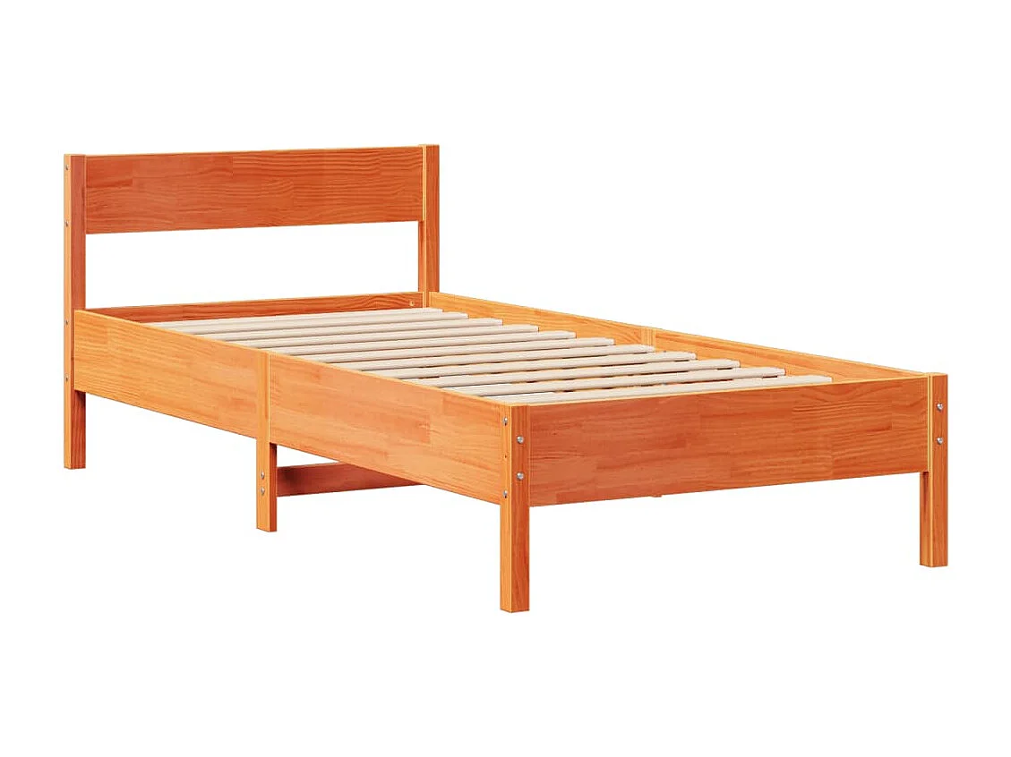 Cadre de lit sans matelas cire marron 100x200cm bois pin massif