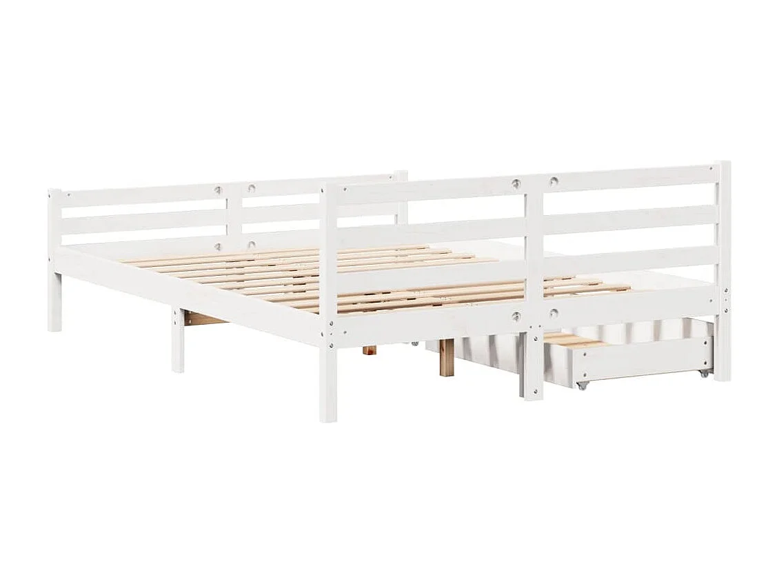 Cadre de lit sans matelas blanc 150x200 cm bois de pin massif