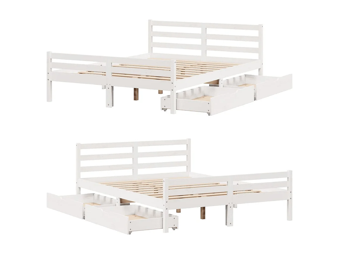 Cadre de lit sans matelas blanc 150x200 cm bois de pin massif