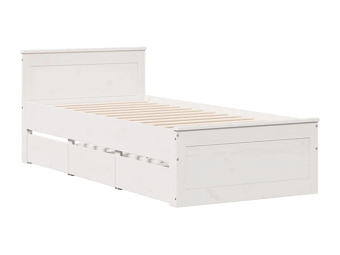 Cama sem colchão com cabeceira 100x200 cm pinho maciço branco