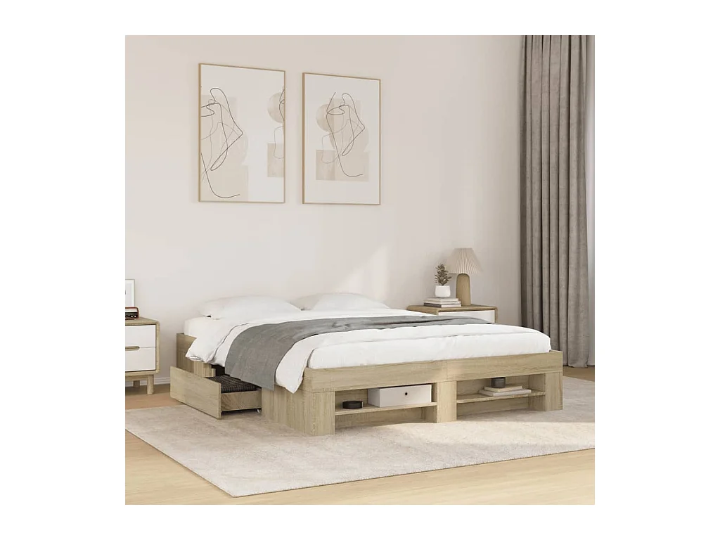 Bedframe zonder matras hout sonoma eikenkleurig 160x200 cm