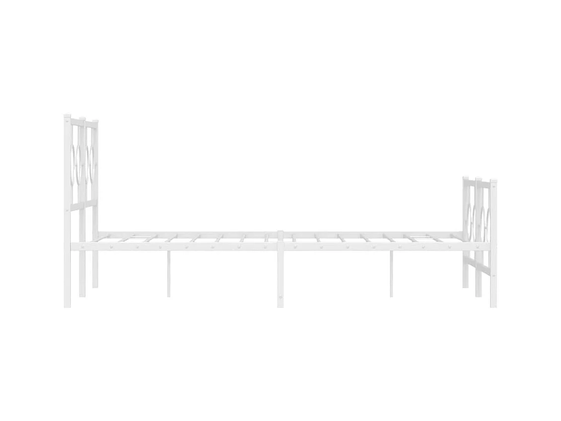 Cadre de lit métal sans matelas et pied de lit blanc 140x190 cm