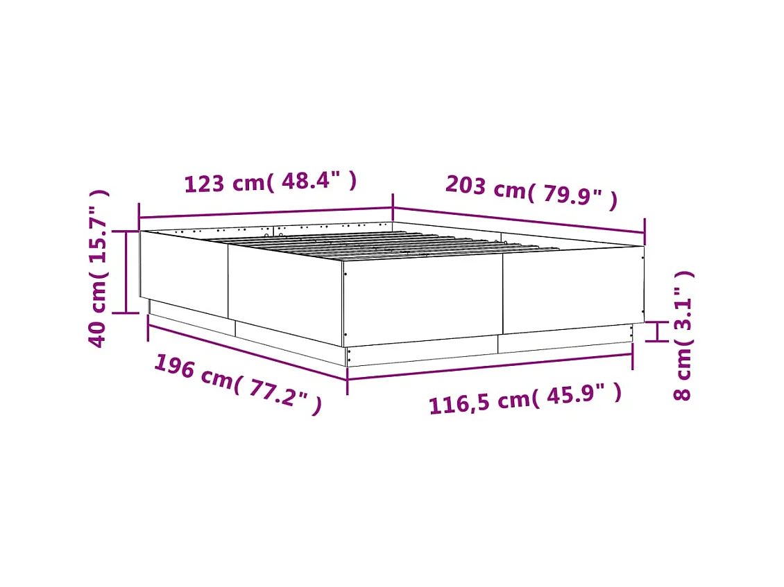 Cadre de lit sans matelas gris béton 120x200 cm