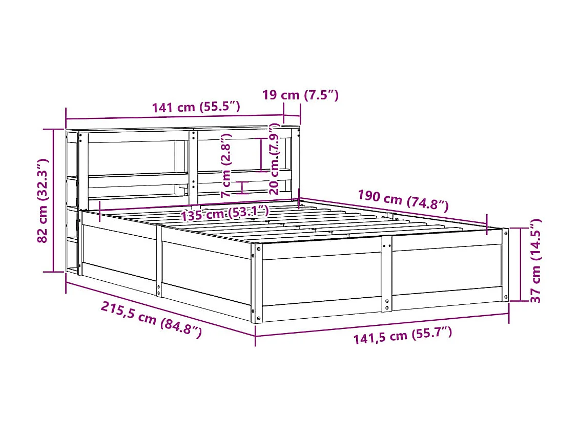 Massivholzbett ohne Matratze 90x190 cm Kiefernholz