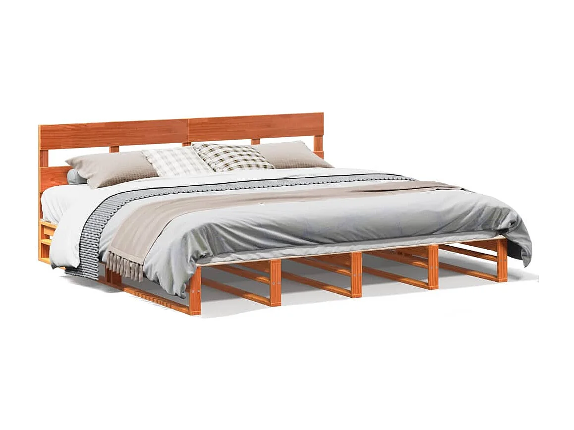 Letto senza Materasso Marrone Cera 200x200 cm in Legno di Pino