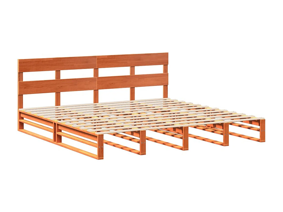 Letto senza Materasso Marrone Cera 200x200 cm in Legno di Pino