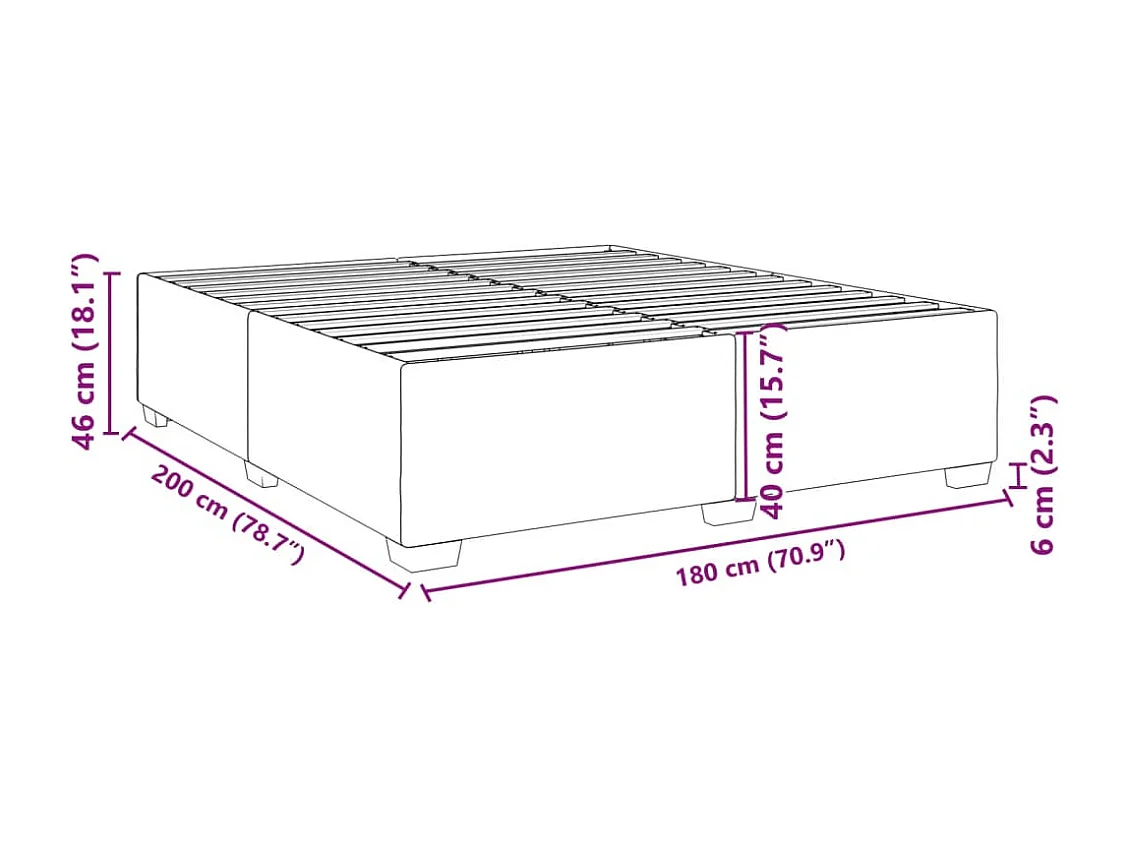 Estructura de cama sin colchón terciopelo gris claro 180x200 cm