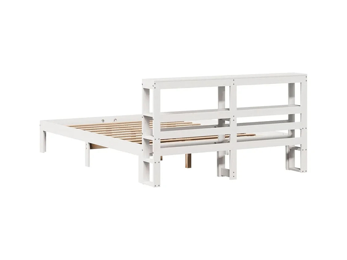 Cadre de lit avec tête de lit sans matelas blanc 140x190 cm