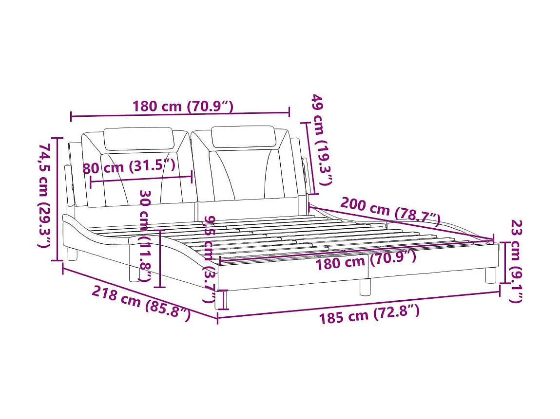 Cadre de lit sans matelas cappuccino 80x200 cm similicuir