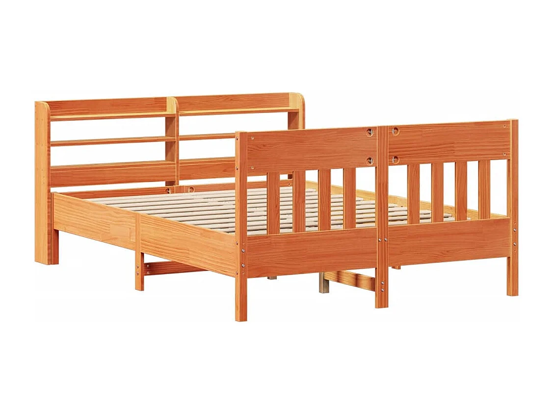 Cadre de lit sans matelas cire marron 160x200cm bois pin massif