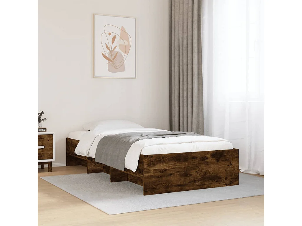 Cadre de lit sans matelas chêne fumé 90x200cm bois d'ingénierie