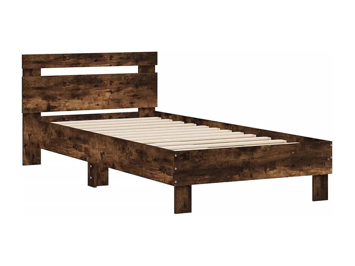 Cadre de lit sans matelas avec tête de lit chêne fumé 90x200 cm