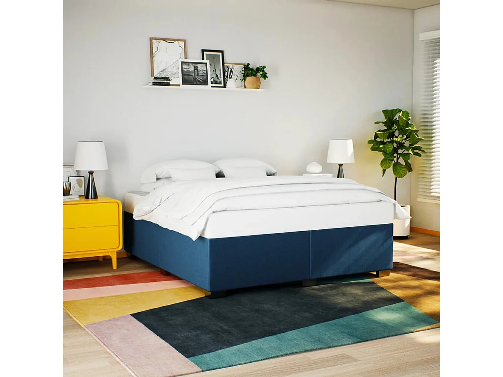 Bedframe zonder matras stof blauw 200x200 cm