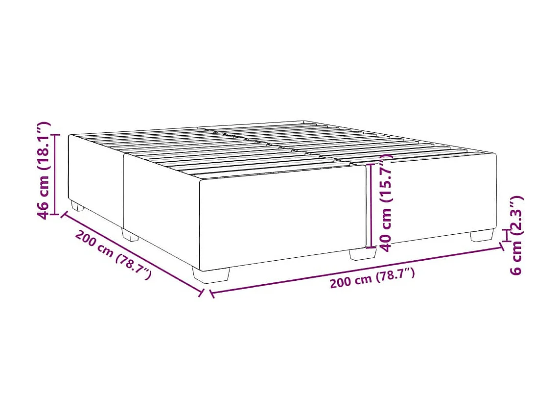 Bedframe zonder matras stof blauw 200x200 cm