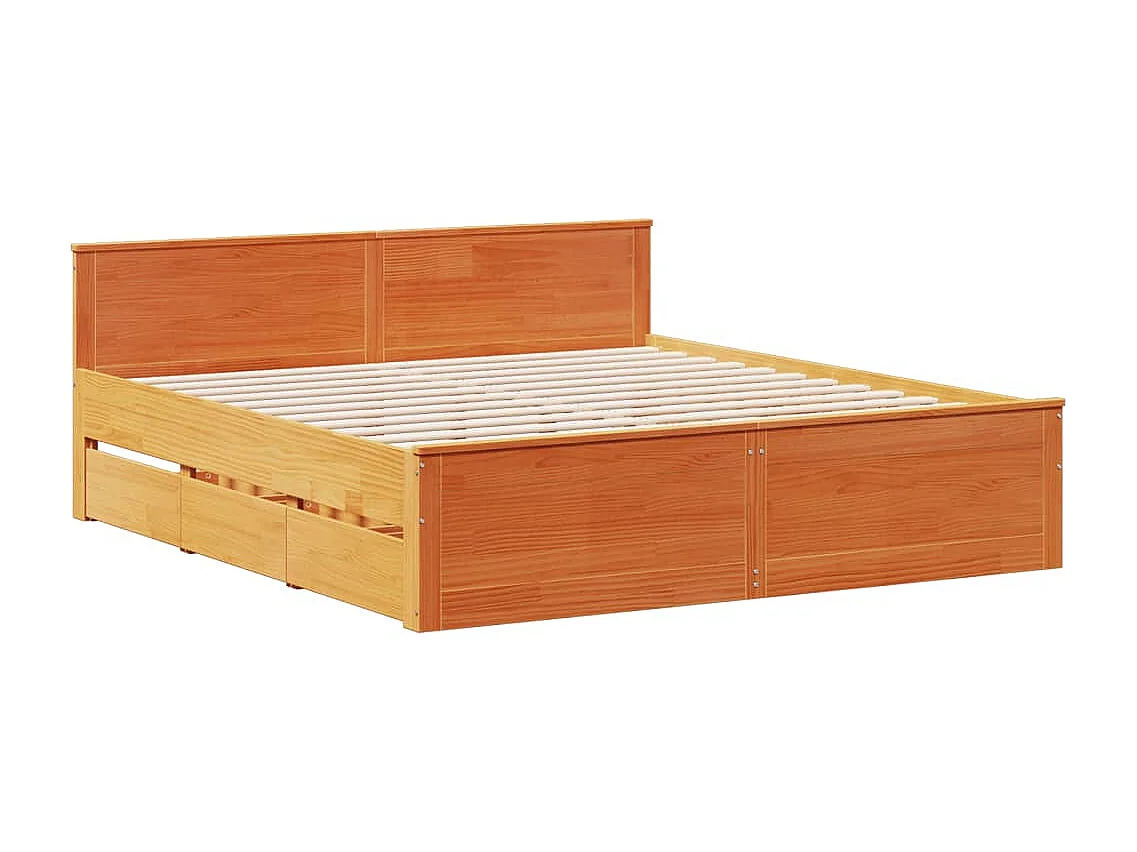 Cadre de lit sans matelas avec tête de lit 200x200 cm bois pin