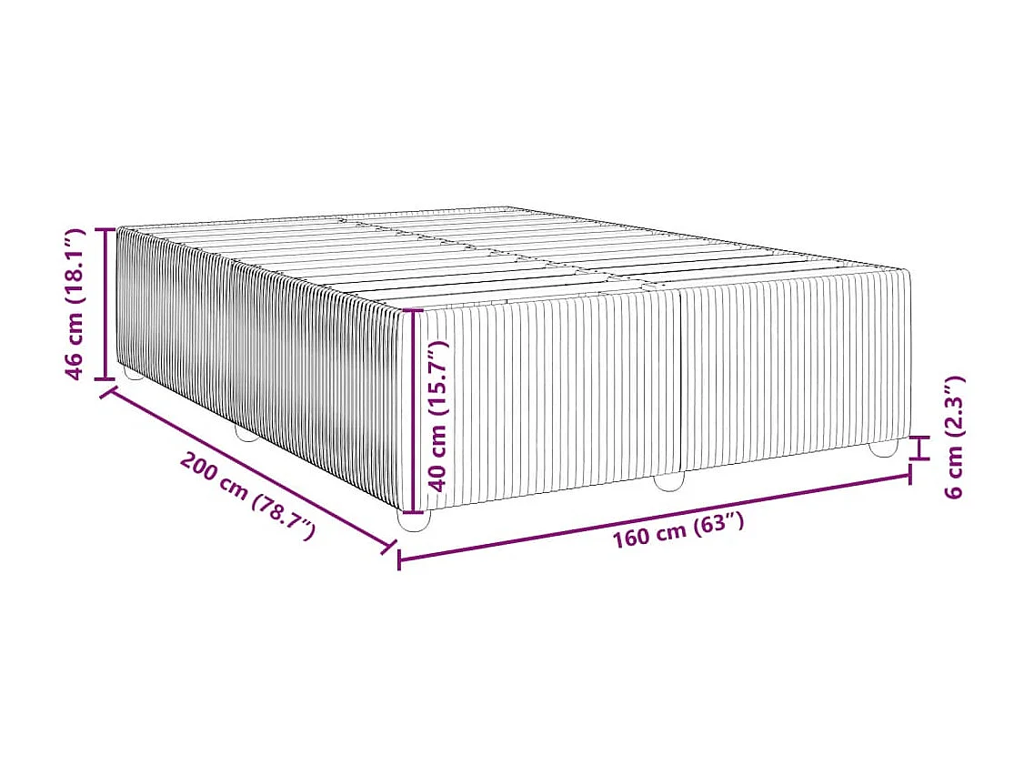 Cadre de lit sans matelas gris clair 160x200 cm velours