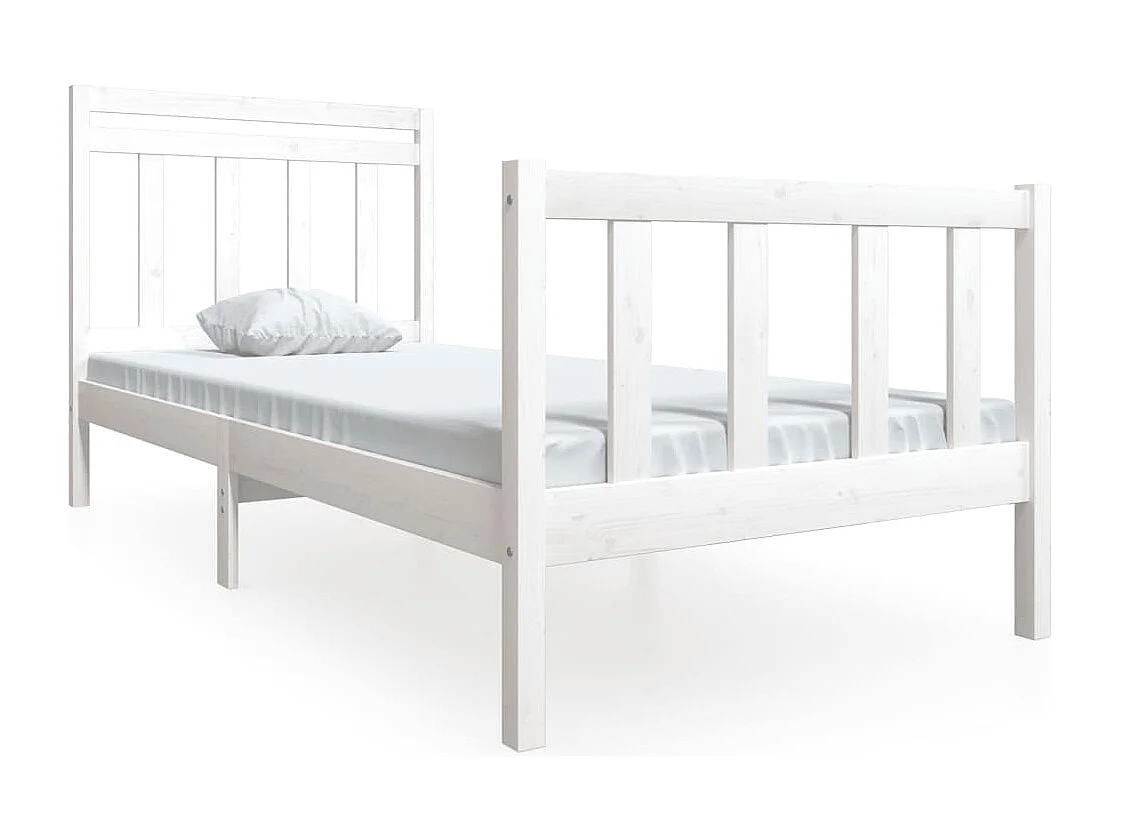 Estrutura de cama 100x200 cm madeira maciça branco