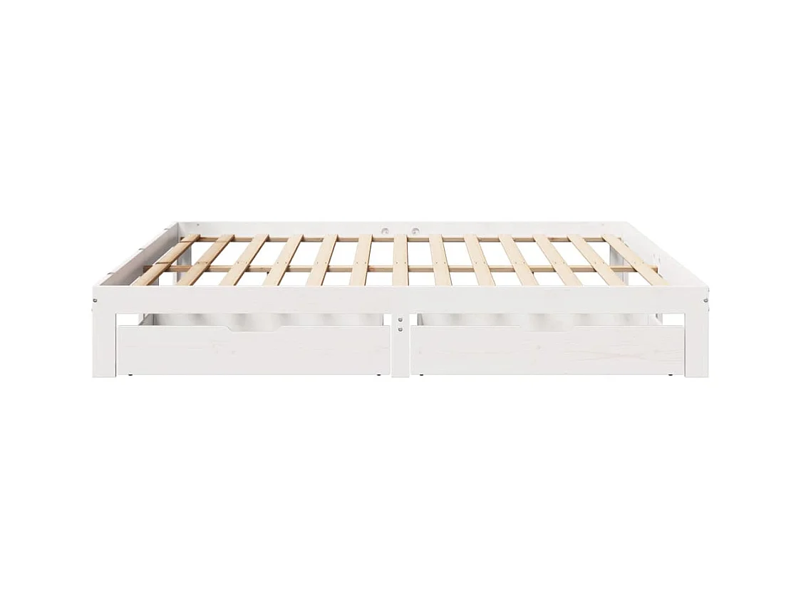 Bedframe met lades massief grenenhout wit 180x200 cm