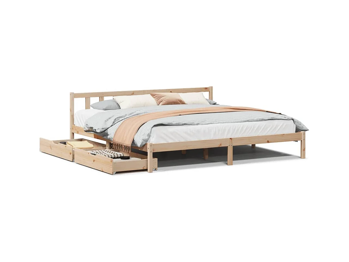 Cadre de lit sans matelas 180x200 cm bois massif de pin
