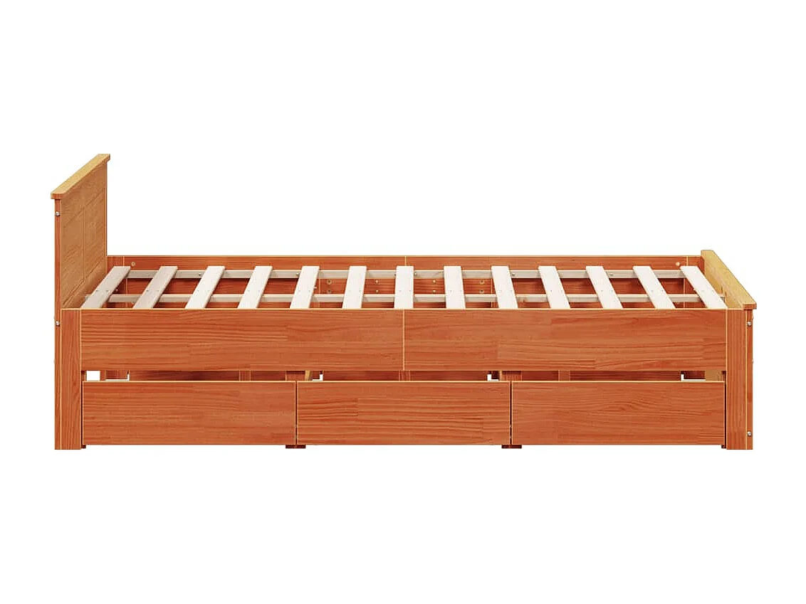 Bedframe zonder matras met hoofdbord hout wasbruin 140x200 cm