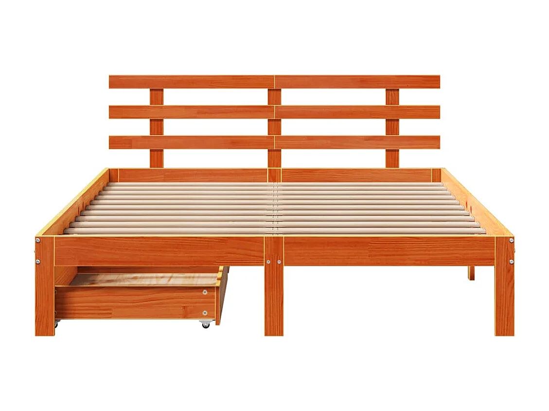 Cadre de lit avec tiroirs sans matelas cire marron 160x200 cm