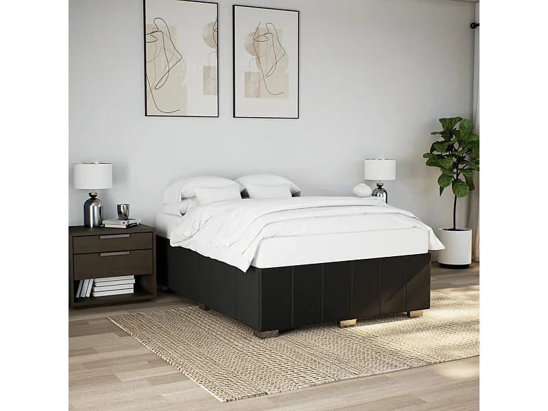 Cadre de lit sans matelas noir 140x200 cm tissu