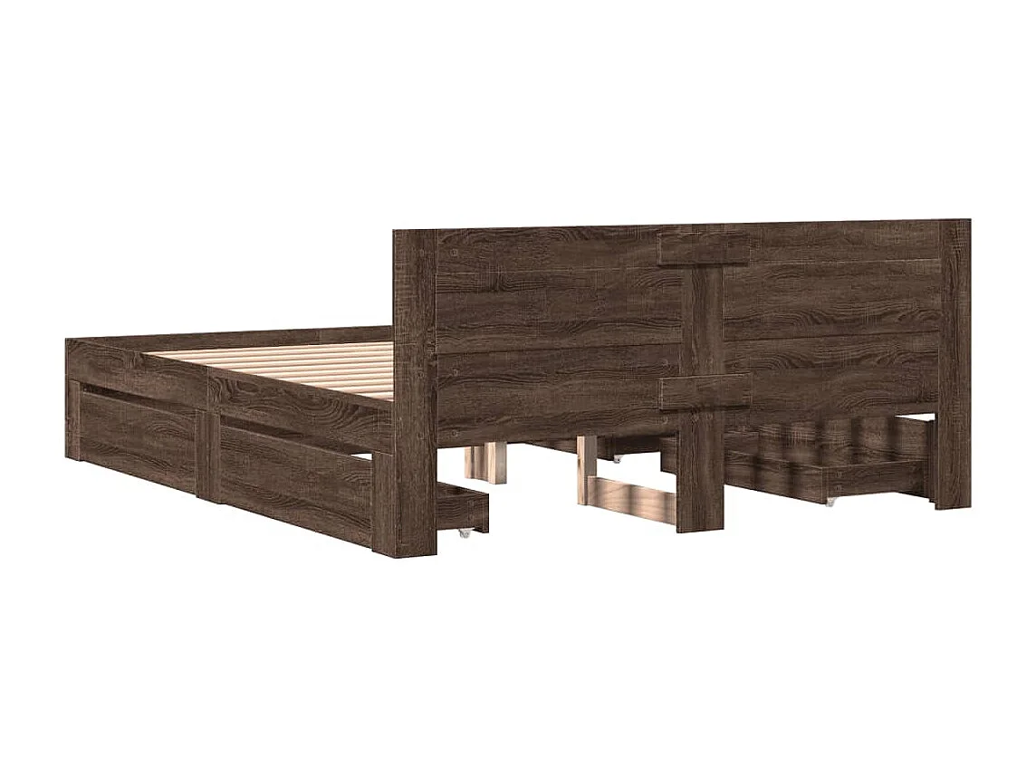 Cadre de lit tête de lit sans matelas chêne marron 160x200 cm