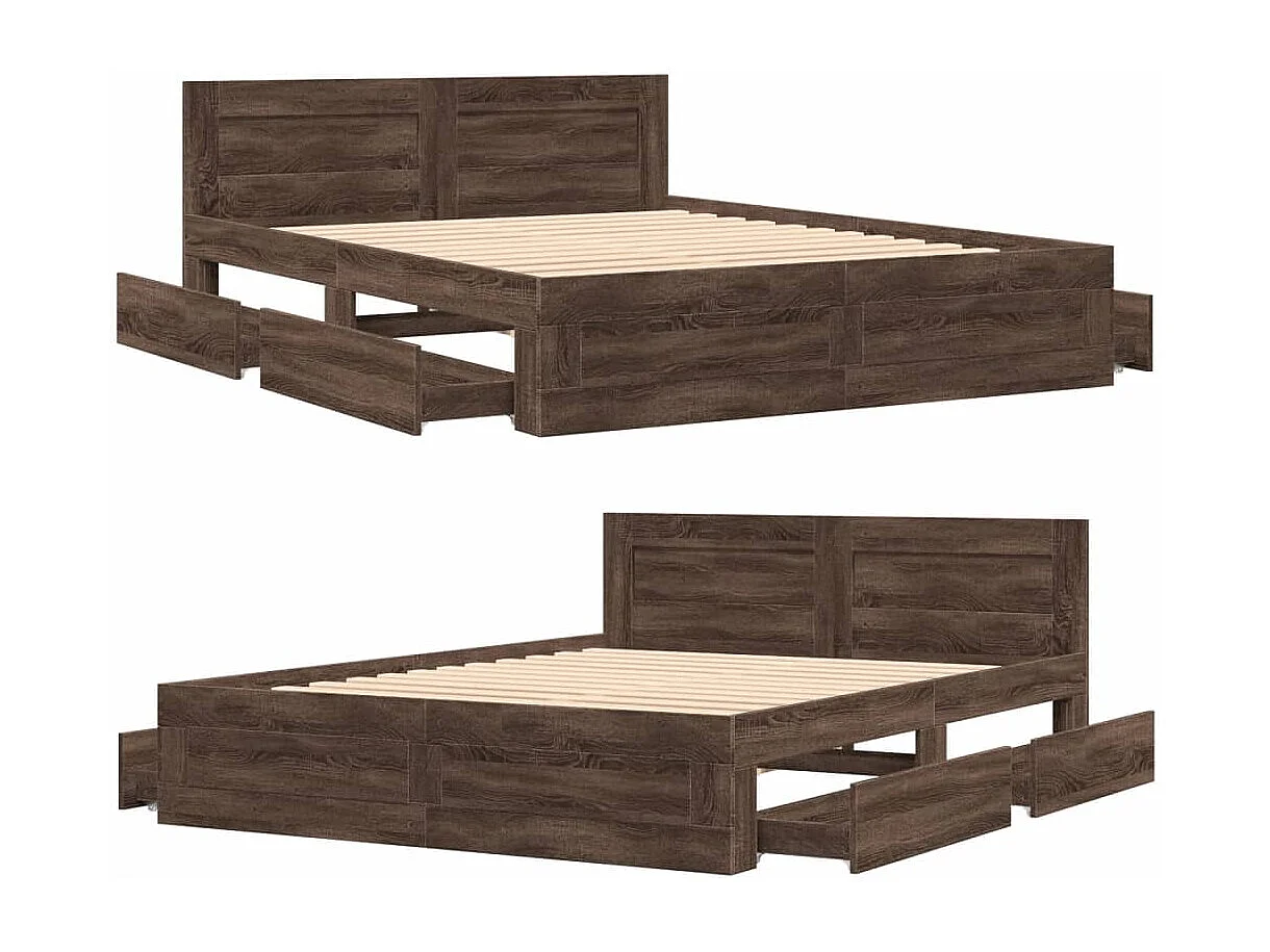 Cadre de lit tête de lit sans matelas chêne marron 160x200 cm