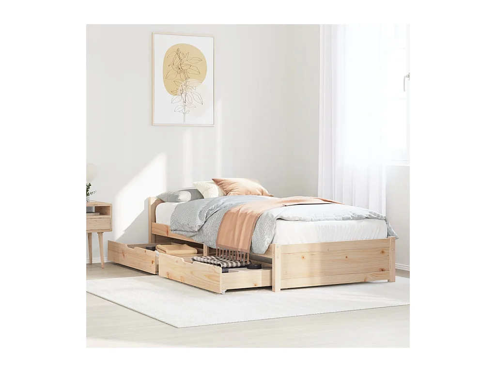 Bedframe zonder matras massief grenenhout 75x190 cm