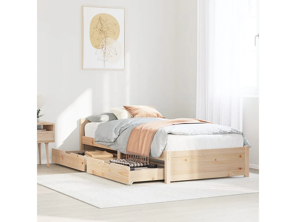 Bedframe zonder matras massief grenenhout 75x190 cm