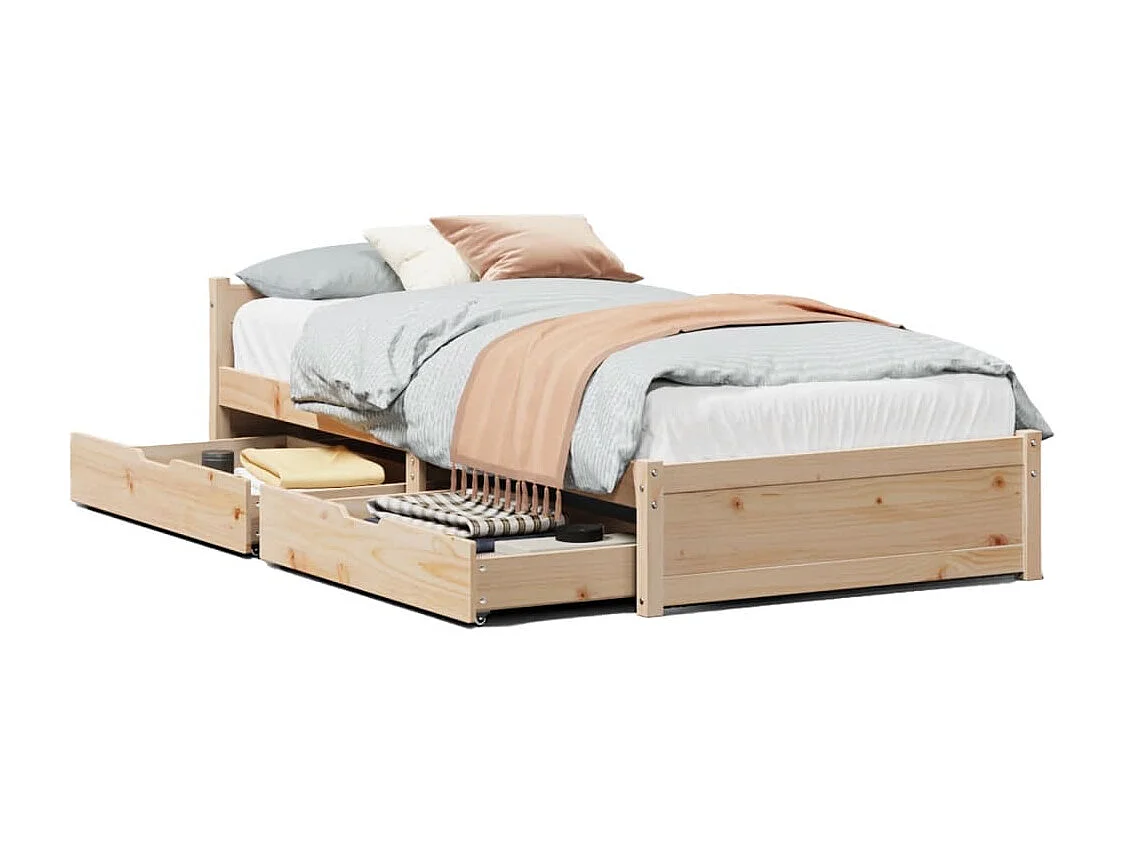 Bedframe zonder matras massief grenenhout 75x190 cm